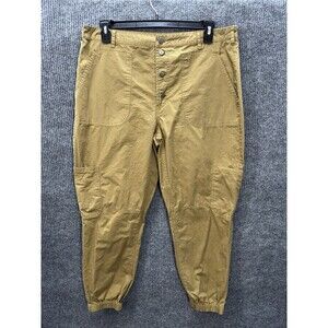 Sundance Jolienne Cargo Joggers Pants Womens 14 Khaki Tan Button Fly Cotton Boho